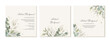 © MIMOSA - Set of square social media post templates in Rustic style with green leaves, eucalyptus and branches. Wedding invitation cards in watercolour contemporary style. Vector