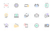 © blankstock - Notebook service, Safe time and Food delivery line icons for website, printing. Collection of Tested stamp, Engineering documentation, Best app icons. 5g technology, Bitcoin. Vector