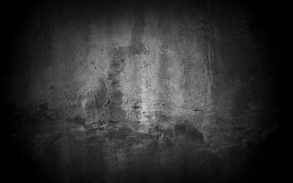 Fototapete - Old wall texture cement dark black gray background abstract grey color design are light with white gradient background.