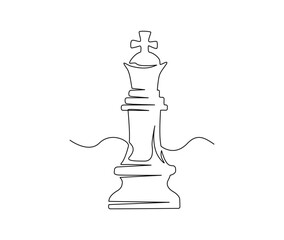 Wall Mural - Continuous one line drawing of chess queen. Simple dame line art vector illustration.