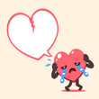 © jaaakworks - Vector cartoon crying heart character with white speech bubble for design.