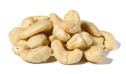 Wall Mural - A bunch of cashew nuts on a white isolated background