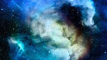 Fototapete - Nebula, Cosmic space and stars, blue cosmic abstract background. Elements of this image furnished by NASA. Loop Animation