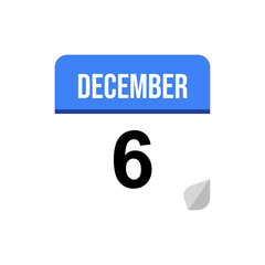 Wall Mural - 6 December, Calendar date icon, Event date icon