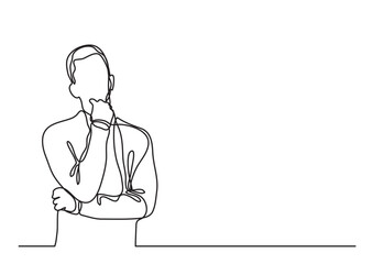 Wall Mural - continuous line drawing vector illustration with fully editable stroke of thinking man 3