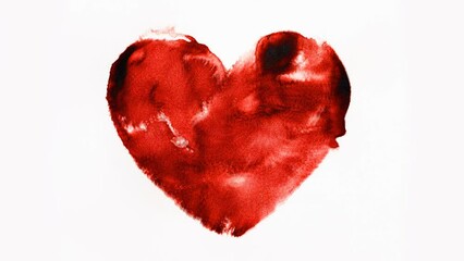 Poster - Watercolour splashes heart on white background. Loop Animation.