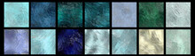 Set Of Seamless Glass Ice Texture - Tiled Icy Crystal Surface Background
