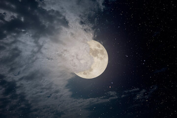 Wall Mural - cloudy full moon night