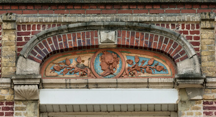 Wall Mural - detail of the facade of a seaside villa in the town of Malo les Bains, District of Dunkirk, France	
