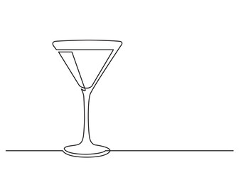 Wall Mural - continuous line drawing vector illustration with fully editable stroke of cocktail glass