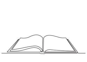 Wall Mural - continuous line drawing vector illustration with fully editable stroke of open book