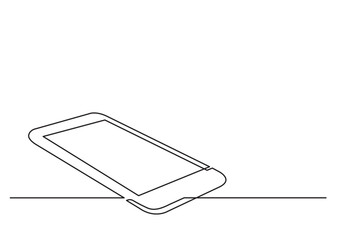 Wall Mural - continuous line drawing vector illustration with fully editable stroke of smartphone