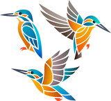 Fototapeta  - Stylized Kingfishers