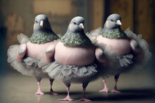 Pigeon Ballerinas. Generative AI Image.