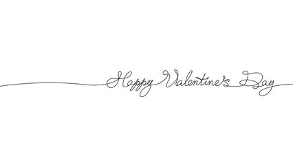 Calligraphic inscription Happy Valentine's Day. Line text, drawing on a white background