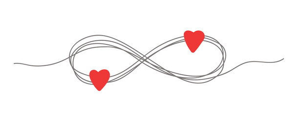 infinity love icon line art. hearts with infinity symbol. friendship and love concept. vector illust