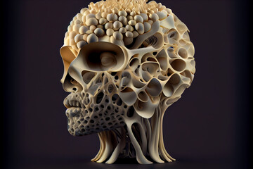 Poster - Beautiful abstract The human head is made of mushrooms.