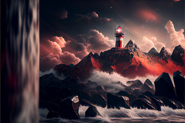 Poster - sunset over the mountains