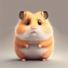 Wall Mural - Beautiful  Cute adorable Cartoon hamster Character