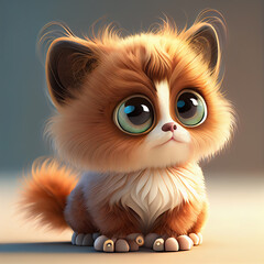 Wall Mural - Beautiful Cute adorable Cartoon kitten Character. 