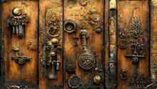 Wooden Door With Many Locks And Keys Multiple Locks And Keys Door Texture Is Wood Locks And Keys Texture Are Precious Metals High Detail Photorealistic Ar 169 