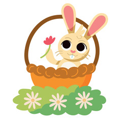 Sticker - spring rabbit in basket