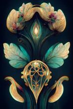 Art Nouveau Alphonse Mucha Halo Neon Floral Print Pattern Epic 3ds Max VRay Deep Depth Of Field Elegant Symmetrical Extremely Detailed 