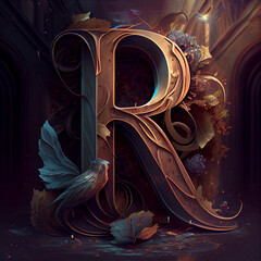 Wall Mural - The beauty of letter R in tonal colors