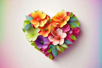 Colorful heart of flowers, valentine's day decoration, mother's day decoration idea - Generative AI, Generative, AI