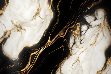 Luxurious marble background. Black and gold marble texture. Elegant white and gold marble background. Generative AI.