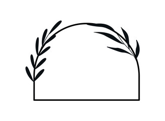 Wall Mural - simple geometric flower frame. beautiful semicircular border with organic decor, branch or plant. de