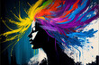 obraz akrylowy kobieta fryzura ekspresjonizm