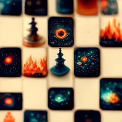 chess board exploded supernova details tile patterns wallpaper 