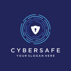 Creative technology digital cyber security logo template design with modern shield and key protection concept. Logo for business, digital and technology.