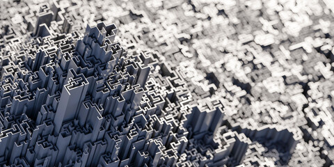 Leinwandbilder - Infinite maze mega city: technology and development concepts, original 3d rendering