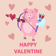 Poster - Flat illustration of Cute Animals Valentine suitable for kid design