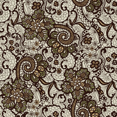  Vector lace ornament mesh floral pattern. Design for wallpaper, wrapping paper, background, fabric. Seamless pattern with decorative.