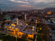Suleymaniye Mosque Drone Photo, Fatih Istanbul, Turkey