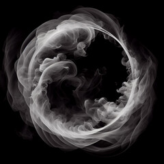 Wall Mural - Ring of smoke. Isolated on black background. Smoke illustration.