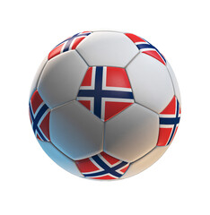 Wall Mural - Soccer ball with the flag of Norway on isolated transparent. 3D Rendering