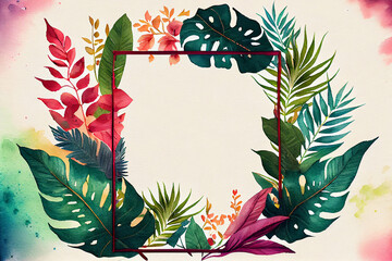 Poster - Tropical frames with leaves, flowers for party invitations, sale posters and wedding cards. Collection of templates.