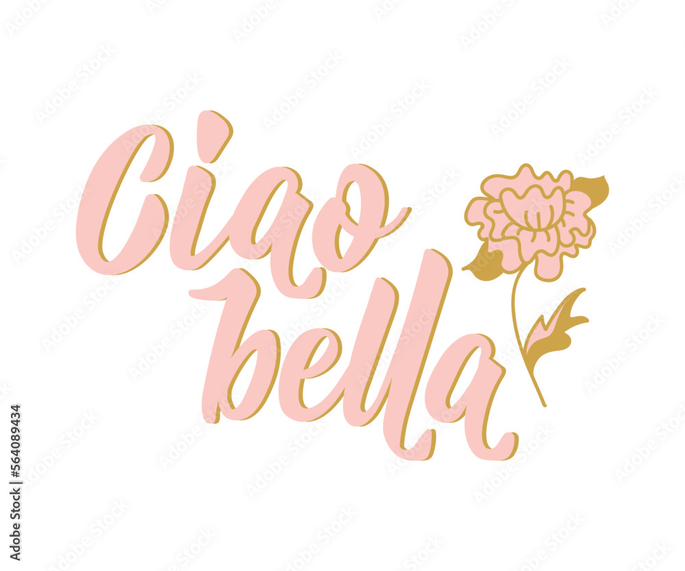 Ciao bella. Lettering. Translation from Italian - Hello beautiful. Modern vector brush ...