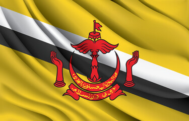 Wall Mural - brunei darussalam national flag waving realistic vector illustration