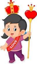 Cute Girls Became A Princess By Carrying Love Sticks And Wearing Love Crowns