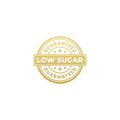 Sticker - Best Low sugar label vector or Simple Low sugar logo vector on black background. Low sugar product label with elegant look. Low sugar product label in premium golden color.