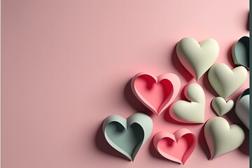 heart isolated with a plain banner background, with space for text, pink and red colors