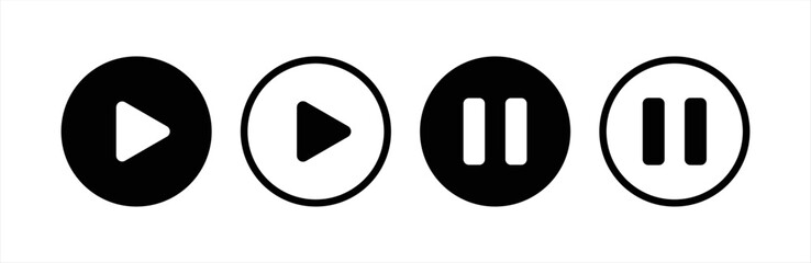 Media player icon. Music player icon. Media player icon PNG. Play and pause buttons sign. Play and pause buttons symbol. Vector illustration.