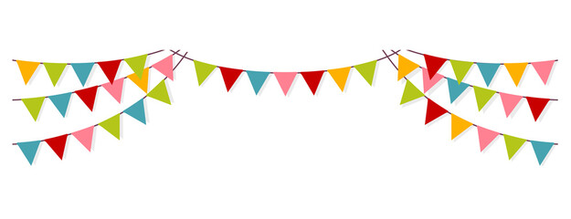 Bunting garland (pennant flags) decoration illustration	
 / png, no background