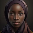 Portrait of a Serious African young woman wearing a hijab looking at the camera. generative AI