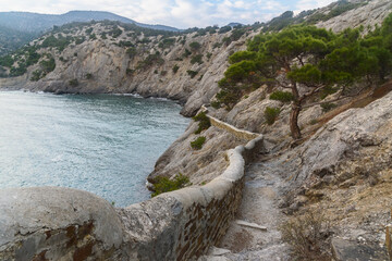 Wall Mural - Golitsyn trail near Black sea in Novy Svet. Crimea